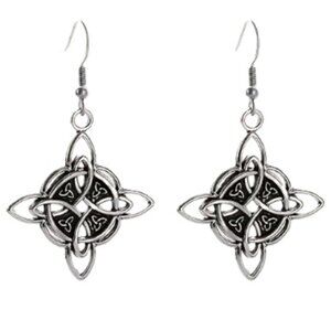 Antiqued Vintage Style Bohemian Celtic Knot Dangle Earrings